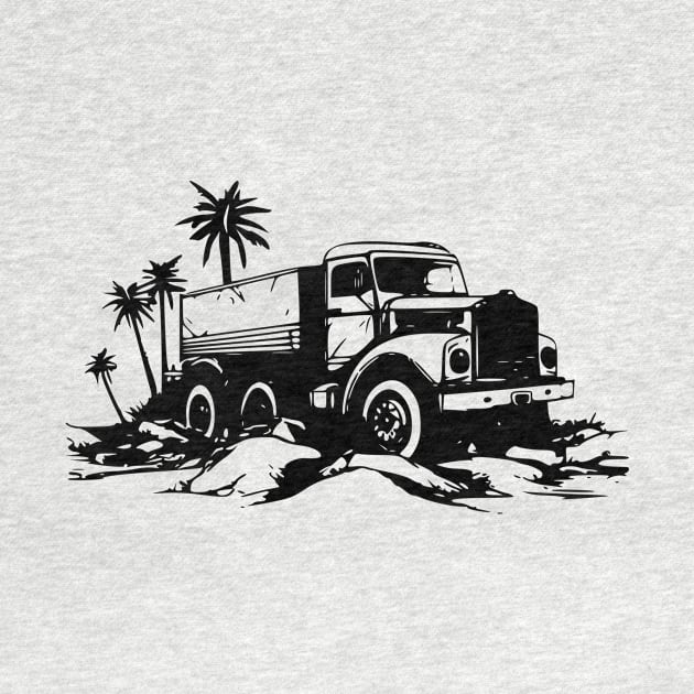 vintage heavy truck - desert - palm tree by TeeTruck